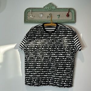 Diesel Black Gold Taiuta striped embroidered short sleeve Top Womens Shirt xxs